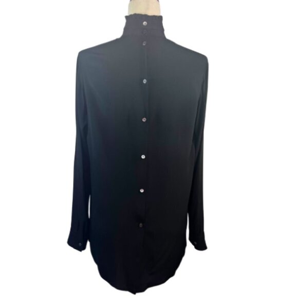 NO. 21 Black Silk Blend Ruffle High Neck Button Back Blouse Size M/10 - Picture 7 of 12
